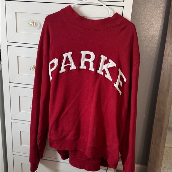 Parke Crimson & White Mockneck Sweatshirt - Picture 3 of 4